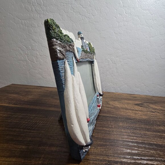 3D Lighthouse Nautical With Sailboats Frame Resin Design Holds 4 x 3 Inch Photo - Picture 5 of 15